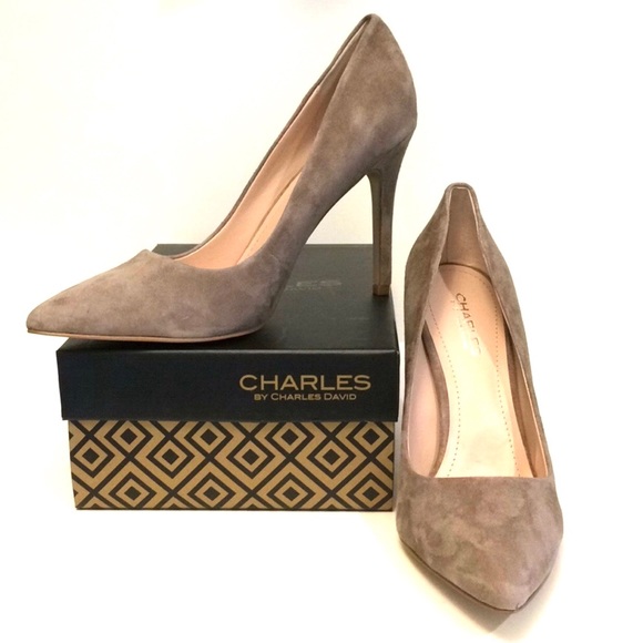 Charles David Suede Pointed-Toe Pump, Taupe Sz 10 - Picture 8 of 8